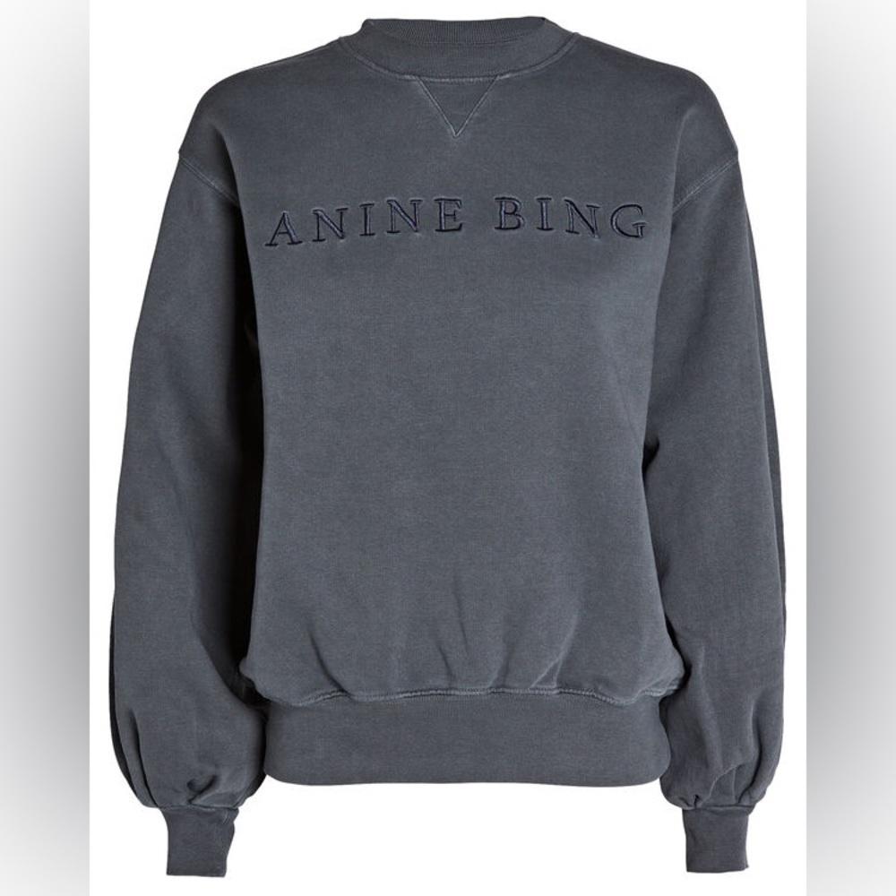 Anine Bing Esme Word Logo Sweatshirt washed indigo SIZE S